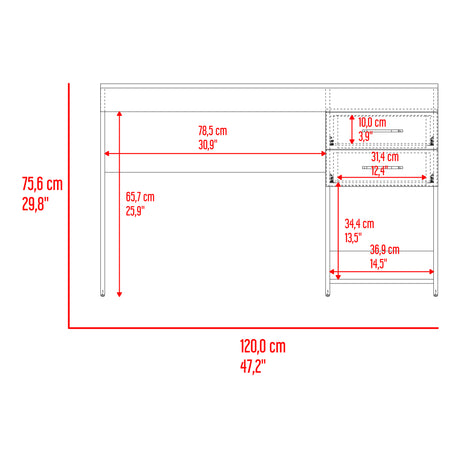 Escritorio Ibare Gris Positano 120x75cm Con Dos Cajones y con Organizador de Libros - ESCRITORIOS | Bylmo