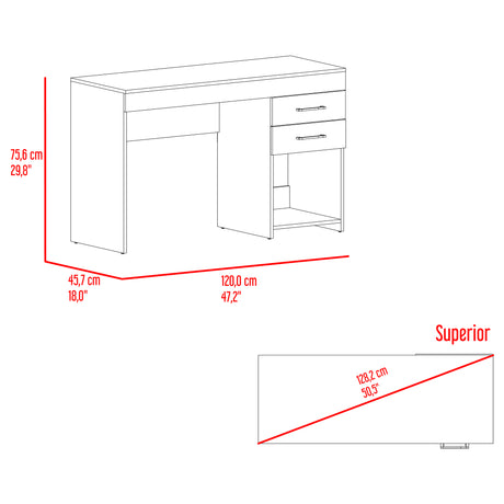 Escritorio Ibare Gris Positano 120x75cm Con Dos Cajones y con Organizador de Libros - ESCRITORIOS | Bylmo
