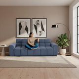Sofá Cama Miami Indigo y Matiz Caoba 228x78cm De Tres Puestos Reclinable y Tapizado Capitoneado - SOFAS Y POLTRONAS | Bylmo