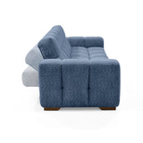 Sofá Cama Miami Indigo y Matiz Caoba 228x78cm De Tres Puestos Reclinable y Tapizado Capitoneado - SOFAS Y POLTRONAS | Bylmo