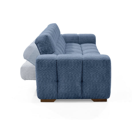 Sofá Cama Miami Indigo y Matiz Caoba 228x78cm De Tres Puestos Reclinable y Tapizado Capitoneado - SOFAS Y POLTRONAS | Bylmo