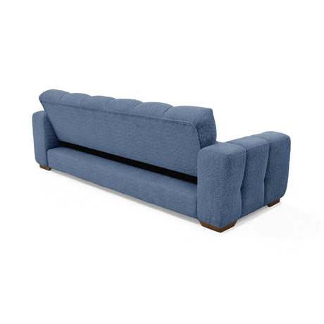 Sofá Cama Miami Indigo y Matiz Caoba 228x78cm De Tres Puestos Reclinable y Tapizado Capitoneado - SOFAS Y POLTRONAS | Bylmo