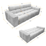 Sofá Cama Miami Indigo y Matiz Caoba 228x78cm De Tres Puestos Reclinable y Tapizado Capitoneado - SOFAS Y POLTRONAS | Bylmo