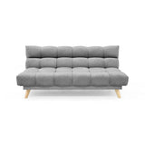 Sofá Cama Nubo Gris y Matiz Natural 178x82cm De Tres Puestos Reclinable y Tapizado Capitoneado - SOFAS Y POLTRONAS | Bylmo
