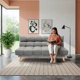 Sofá Cama Nubo Gris y Matiz Natural 178x82cm De Tres Puestos Reclinable y Tapizado Capitoneado - SOFAS Y POLTRONAS | Bylmo