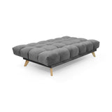Sofá Cama Nubo Gris y Matiz Natural 178x82cm De Tres Puestos Reclinable y Tapizado Capitoneado - SOFAS Y POLTRONAS | Bylmo
