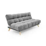 Sofá Cama Nubo Gris y Matiz Natural 178x82cm De Tres Puestos Reclinable y Tapizado Capitoneado - SOFAS Y POLTRONAS | Bylmo