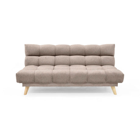Sofá Cama Nubo Taupe y Matiz Natural 178x82cm De Tres Puestos Reclinable y Tapizado Capitoneado - SOFAS Y POLTRONAS | Bylmo