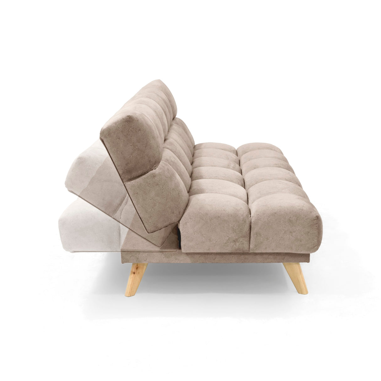 Sofá Cama Nubo Taupe y Matiz Natural 178x82cm De Tres Puestos Reclinable y Tapizado Capitoneado - SOFAS Y POLTRONAS | Bylmo