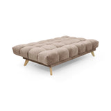 Sofá Cama Nubo Taupe y Matiz Natural 178x82cm De Tres Puestos Reclinable y Tapizado Capitoneado - SOFAS Y POLTRONAS | Bylmo