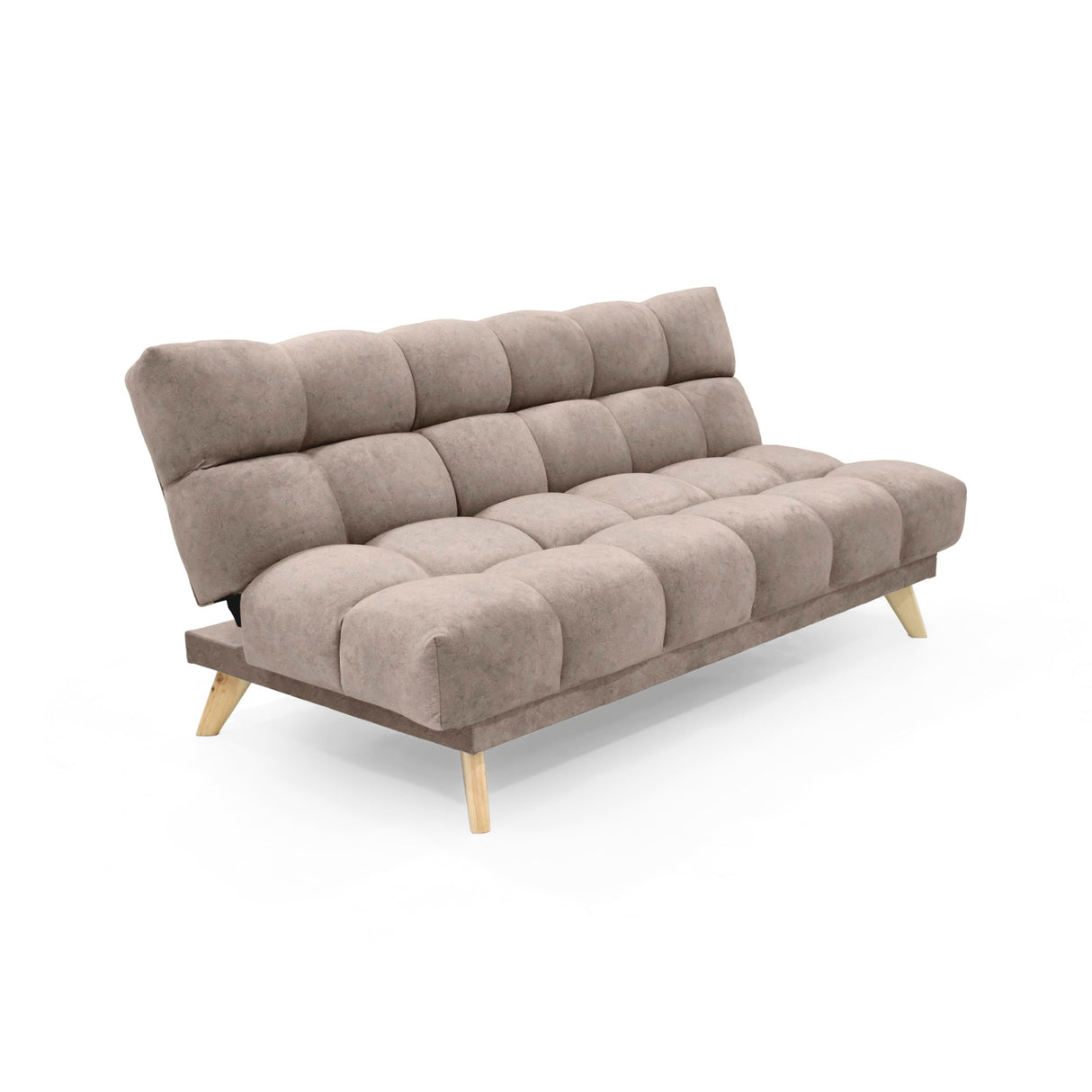 Sofá Cama Nubo Taupe y Matiz Natural 178x82cm De Tres Puestos Reclinable y Tapizado Capitoneado - SOFAS Y POLTRONAS | Bylmo
