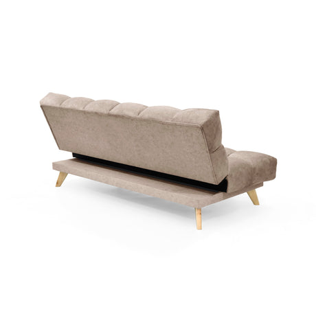 Sofá Cama Nubo Taupe y Matiz Natural 178x82cm De Tres Puestos Reclinable y Tapizado Capitoneado - SOFAS Y POLTRONAS | Bylmo