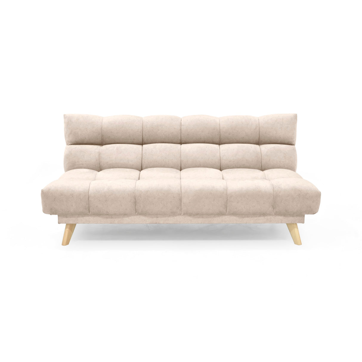 Sofá Cama Nubo Beige y Matiz Natural 178x82cm De Tres Puestos Reclinable y Tapizado Capitoneado - SOFAS Y POLTRONAS | Bylmo