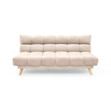 Sofá Cama Nubo Beige y Matiz Natural 178x82cm De Tres Puestos Reclinable y Tapizado Capitoneado - SOFAS Y POLTRONAS | Bylmo