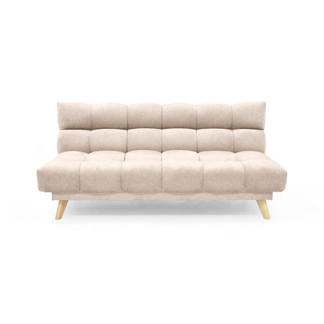 Sofá Cama Nubo Beige y Matiz Natural 178x82cm De Tres Puestos Reclinable y Tapizado Capitoneado - SOFAS Y POLTRONAS | Bylmo