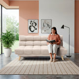 Sofá Cama Nubo Beige y Matiz Natural 178x82cm De Tres Puestos Reclinable y Tapizado Capitoneado - SOFAS Y POLTRONAS | Bylmo