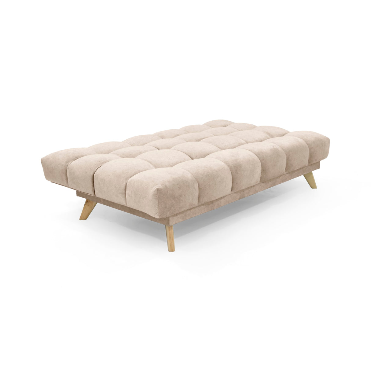 Sofá Cama Nubo Beige y Matiz Natural 178x82cm De Tres Puestos Reclinable y Tapizado Capitoneado - SOFAS Y POLTRONAS | Bylmo