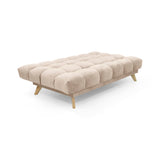 Sofá Cama Nubo Beige y Matiz Natural 178x82cm De Tres Puestos Reclinable y Tapizado Capitoneado - SOFAS Y POLTRONAS | Bylmo