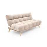 Sofá Cama Nubo Beige y Matiz Natural 178x82cm De Tres Puestos Reclinable y Tapizado Capitoneado - SOFAS Y POLTRONAS | Bylmo