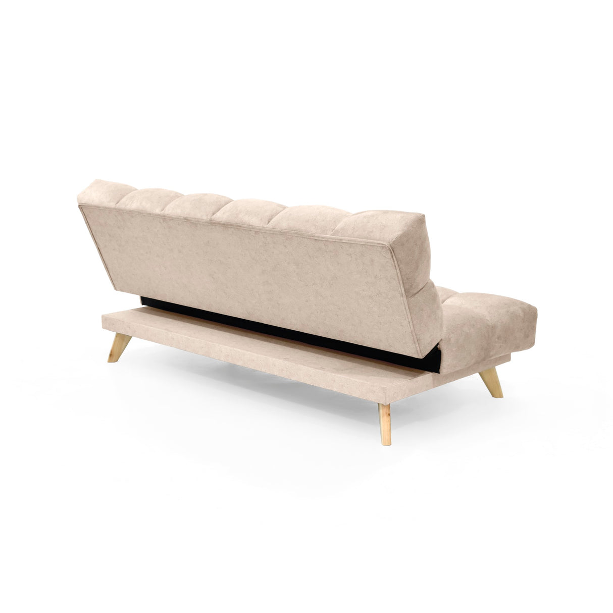Sofá Cama Nubo Beige y Matiz Natural 178x82cm De Tres Puestos Reclinable y Tapizado Capitoneado - SOFAS Y POLTRONAS | Bylmo