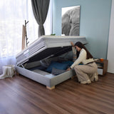 Base Cama Aveiro Plata y Matiz Natura 146x35cm para Colchón Doble 140 X 190 Cm y con Almacenamiento - CAMAS | Bylmo