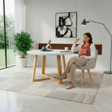 Silla de Comedor Mao Taupe y Matiz Natural 63x86cm con Espaldar y con Apoya Brazos - SILLAS Y BUTACOS | Bylmo