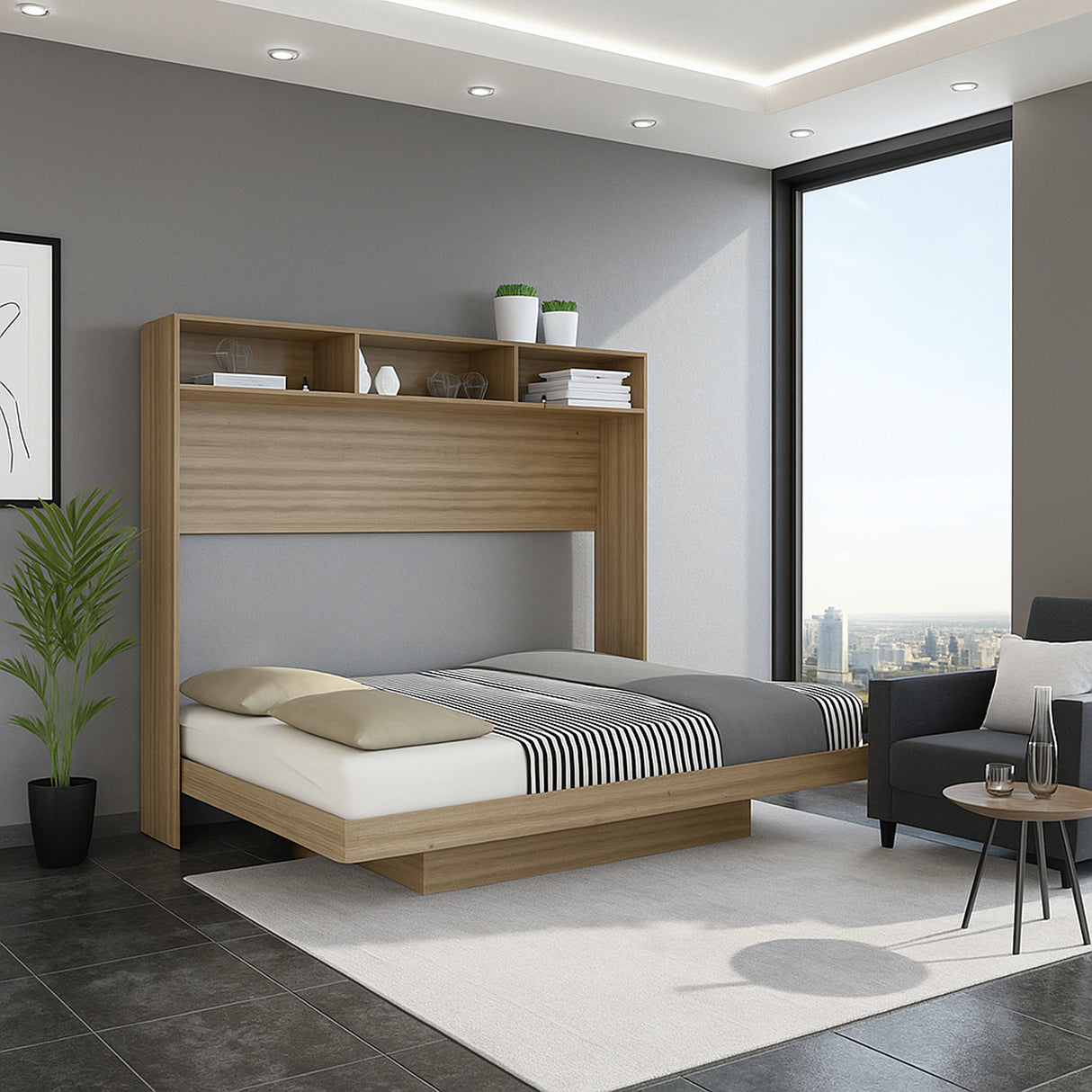 Cama Abatible Ibiza Almendra 195.8x171cm para Colchón Doble 140 X 190 Cm - CAMAS | Bylmo