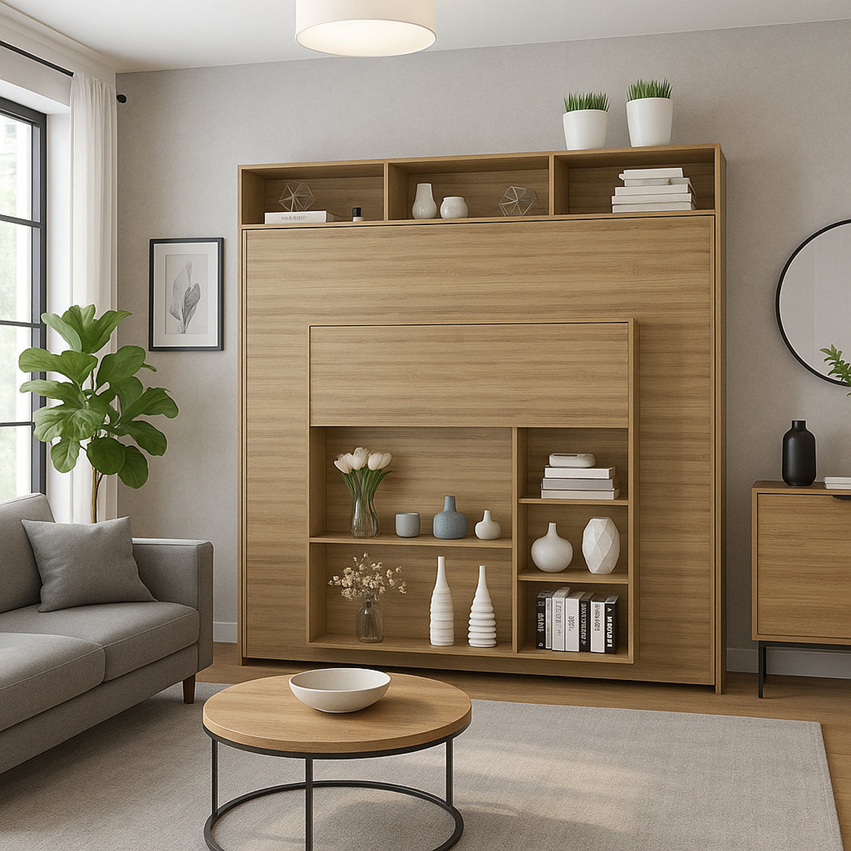 Cama Abatible Ibiza Almendra 195.8x171cm para Colchón Doble 140 X 190 Cm - CAMAS | Bylmo