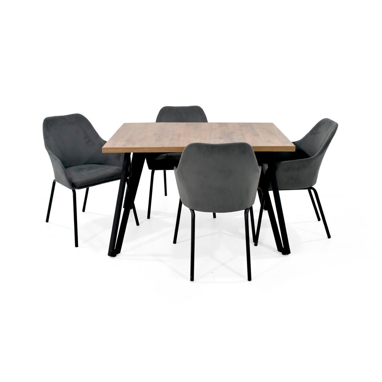 Comedor Forest Gris y Mácula 120x75cm Rectangular de Cuatro Puestos con Cuatro Sillas Mendoza - COMEDORES | Bylmo