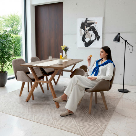 Comedor Nara Taupe y Mácula 144x75cm Rectangular de Cuatro Puestos con Cuatro Sillas Mao - COMEDORES | Bylmo