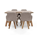 Comedor Nara Taupe y Mácula 144x75cm Rectangular de Cuatro Puestos con Cuatro Sillas Mao - COMEDORES | Bylmo