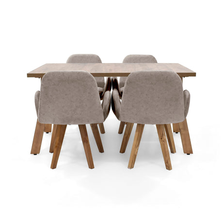 Comedor Nara Taupe y Mácula 144x75cm Rectangular de Cuatro Puestos con Cuatro Sillas Mao - COMEDORES | Bylmo