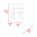 Mesa de Noche Otom Fresno y Blanco 40x63cm con Un Cajón y Un Compartimiento - MESAS DE NOCHE | Bylmo