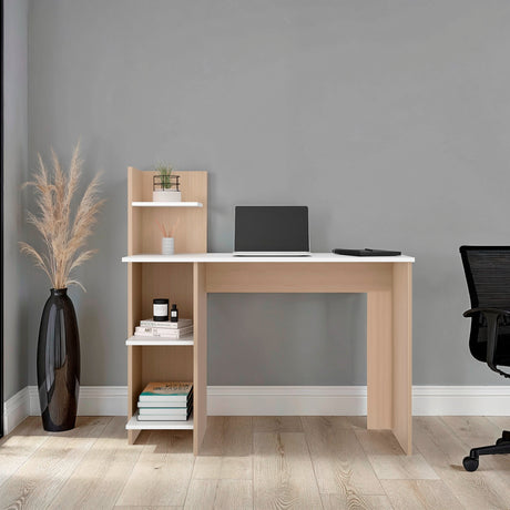 Escritorio Vilna Cartagena y Blanco 120.6x120cm con Organizador de Libros - ESCRITORIOS | Bylmo