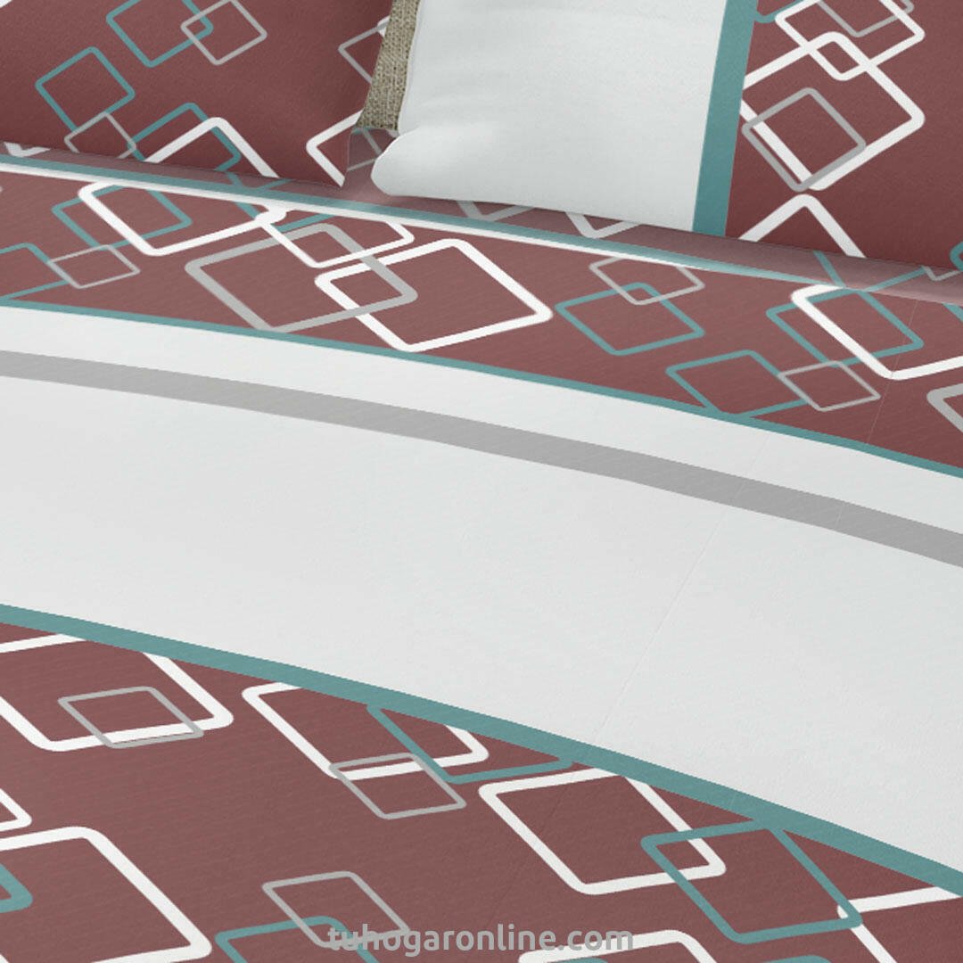 Juego de Sabanas Vinotinto y Azul Para Cama King 200 X 200 Cm de Rombos - SABANAS | Bylmo