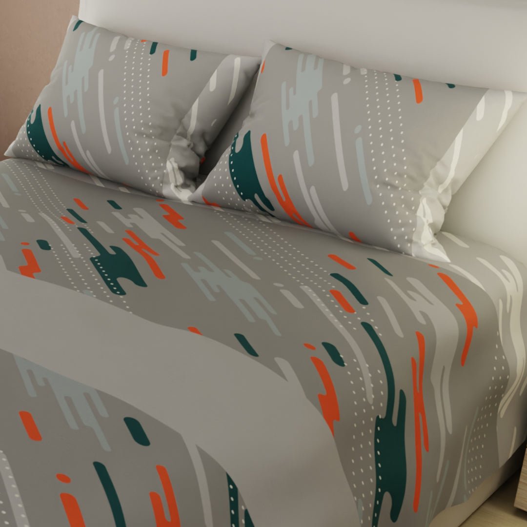 Juego de Sabanas Oasis Urbano Gris Para Cama Doble 140 X 190 Cm 800 Hilos de Lineas - SABANAS | Bylmo
