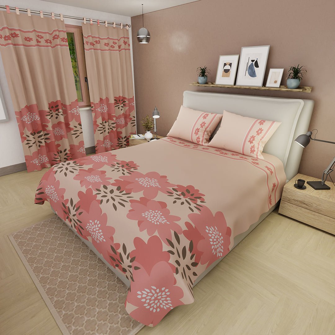 Juego de Sabanas Brisa Floral Salmón Para Cama Queen 160 X 190 Cm de Flores - SABANAS | Bylmo