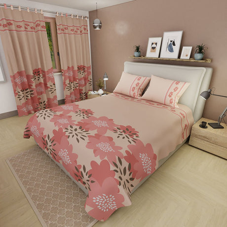 Juego de Sabanas Brisa Floral Salmón Para Cama Queen 160 X 190 Cm de Flores - SABANAS | Bylmo