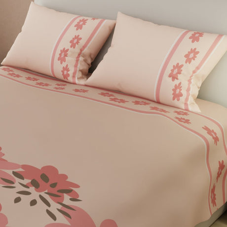 Juego de Sabanas Brisa Floral Salmón Para Cama Queen 160 X 190 Cm de Flores - SABANAS | Bylmo