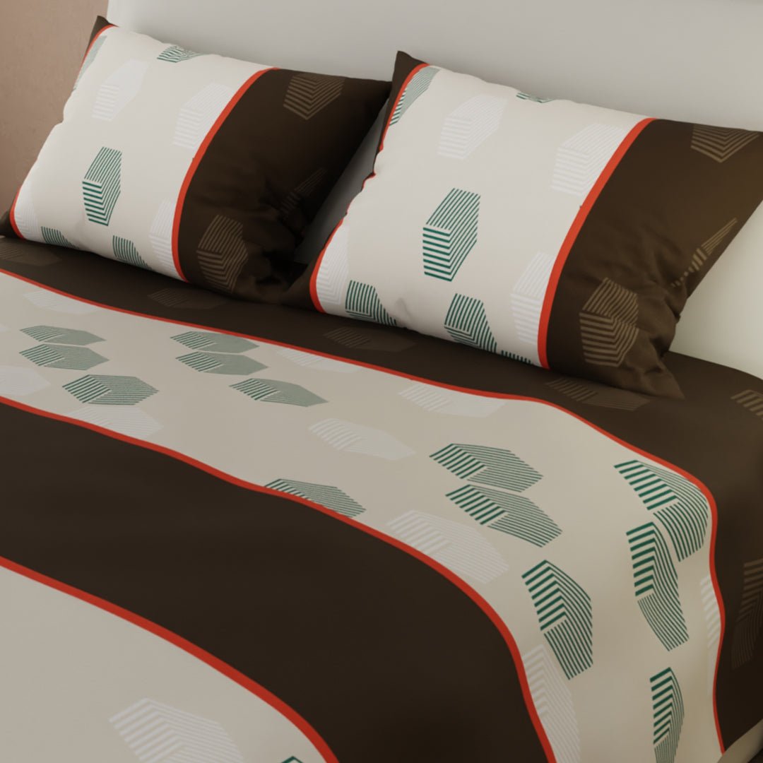 Juego de Sabanas GeoComfort Amarillo y Café Para Cama Semidoble 120 X 190 Cm de Hexagonos - SABANAS | Bylmo