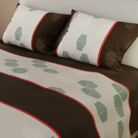 Juego de Sabanas GeoComfort Amarillo y Café Para Cama Semidoble 120 X 190 Cm de Hexagonos - SABANAS | Bylmo