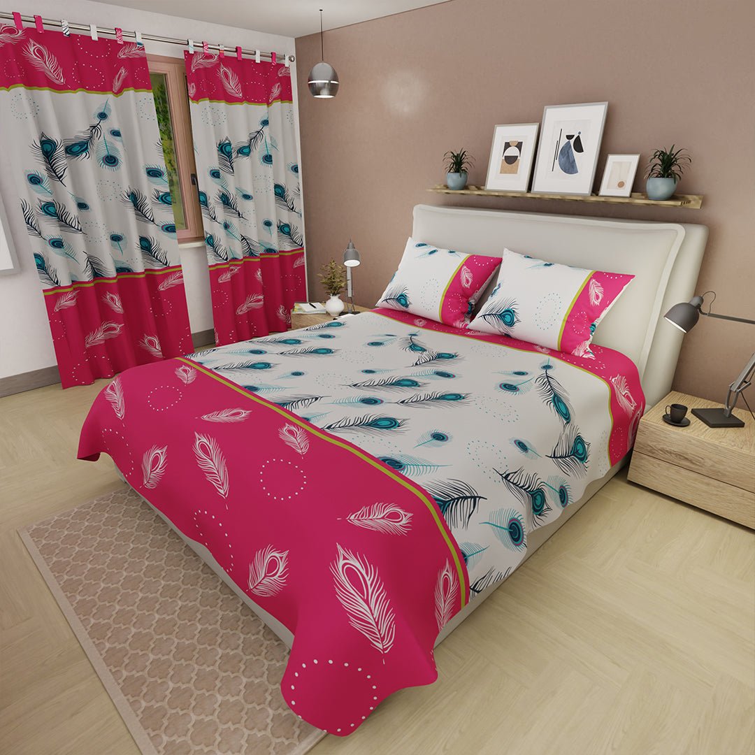 Juego de Sabanas Plumas del Alba Fucsia Para Cama Semidoble 120 X 190 Cm de Plumas - SABANAS | Bylmo