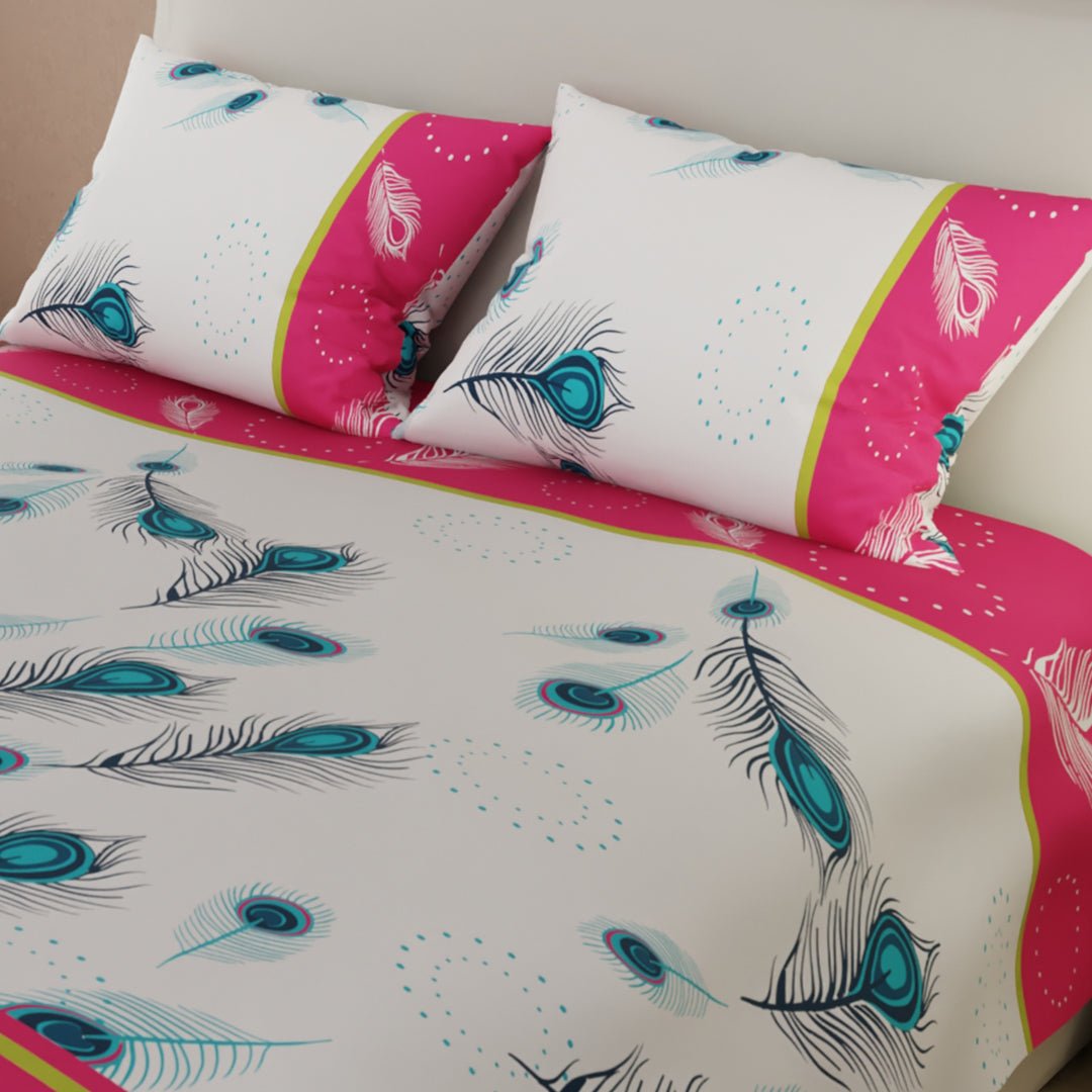 Juego de Sabanas Plumas del Alba Fucsia Para Cama Semidoble 120 X 190 Cm de Plumas - SABANAS | Bylmo