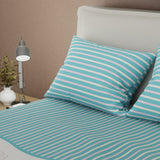 Juego de Sabanas Azul Para Cama Queen 160 X 190 Cm 180 Hilos de Flores - SABANAS | Bylmo