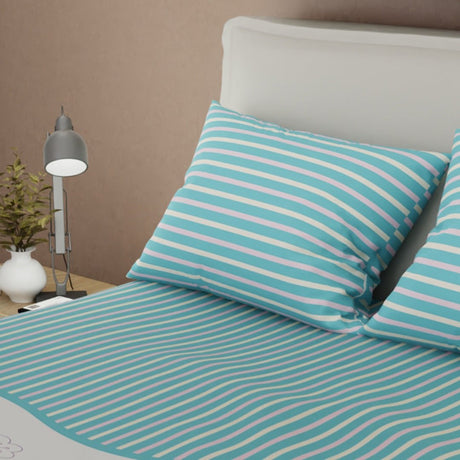 Juego de Sabanas Azul Para Cama Queen 160 X 190 Cm 180 Hilos de Flores - SABANAS | Bylmo