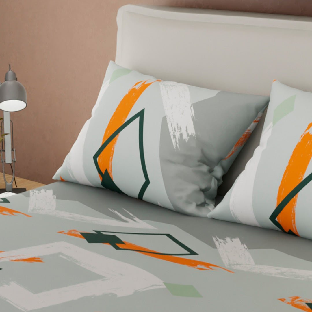 Juego de Sabanas Ritmo de Colores Gris y Blanco Para Cama Queen 160 X 190 Cm de Figuras - SABANAS | Bylmo