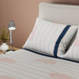 Juego de Sabanas Aurora Blanco y Azul Para Cama Doble 140 X 190 Cm 250 Hilos de Lineas - SABANAS | Bylmo