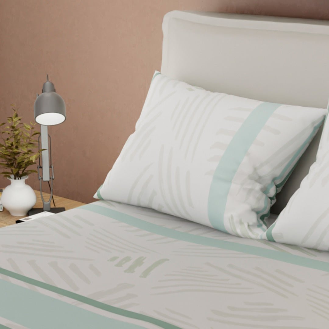 Juego de Sabanas Horizonte Verde Para Cama Doble 140 X 190 Cm 250 Hilos de Lineas - SABANAS | Bylmo