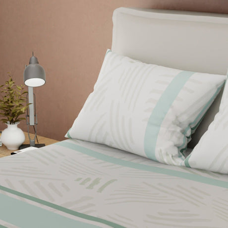 Juego de Sabanas Horizonte Verde Para Cama Doble 140 X 190 Cm 250 Hilos de Lineas - SABANAS | Bylmo