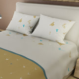Juego de Sabanas Lazos de Amor Amarillo y Blanco Para Cama Queen 160 X 190 Cm 180 Hilos de Corazones - SABANAS | Bylmo